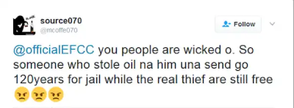 EFCC Epic Reply To A Displeased Twitter User (Snapshot)